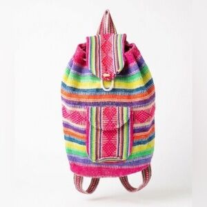 Pinzon Baja Backpack Mexican Blanket Woven Boho Hippie Pink Colorful (AS IS)